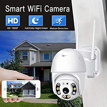 Wireless WiFi IP CCTV Security 1080p 12mp Ptz Outdoor Ip66 Waterproof Pan Tilt Speed Dome Home Surveillance Camera with Motion Detection Colour Night Vision with Adapter - White - Image 3