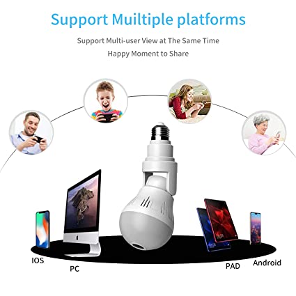 360° WiFi 5mp 1080p Full HD Fisheye Vision Remoting Monitoring Home, Office Security IP Camera LED Wireless Bulb Light - Image 4
