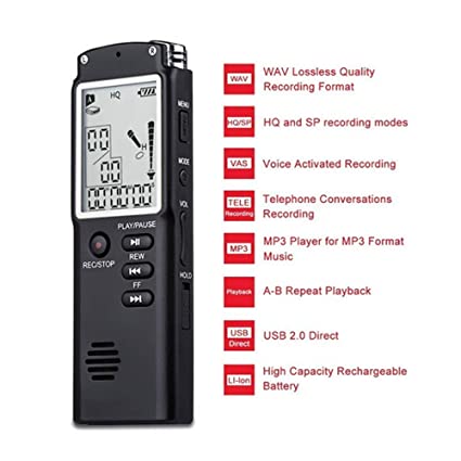 LCD Display MP3 Player Voice Recorder USB Professional Dictaphone Digital Audio Voice Recorder with MP3 Player Black - Image 2
