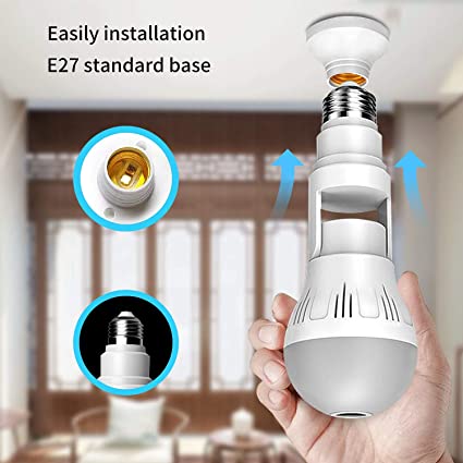360° WiFi 5mp 1080p Full HD Fisheye Vision Remoting Monitoring Home, Office Security IP Camera LED Wireless Bulb Light - Image 2
