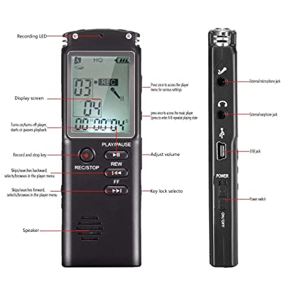 LCD Display MP3 Player Voice Recorder USB Professional Dictaphone Digital Audio Voice Recorder with MP3 Player Black - Image 3
