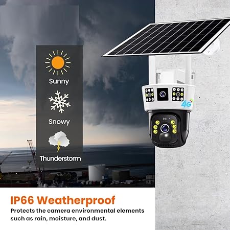 Outdoor Camera, Weatherproof, 2 Way Talk, Motion Detect, Supports SD Card Up to 256 GB Use for Factories,Farms,etc | 8Mp Solar 4G SIM Support Pan & Tilt Zoom Dual Lens CCTV Camera - Image 2