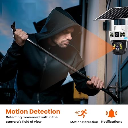 Outdoor Camera, Weatherproof, 2 Way Talk, Motion Detect, Supports SD Card Up to 256 GB Use for Factories,Farms,etc | 8Mp Solar 4G SIM Support Pan & Tilt Zoom Dual Lens CCTV Camera - Image 3