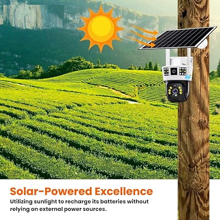 Outdoor Camera, Weatherproof, 2 Way Talk, Motion Detect, Supports SD Card Up to 256 GB Use for Factories,Farms,etc | 8Mp Solar 4G SIM Support Pan & Tilt Zoom Dual Lens CCTV Camera - Image 5