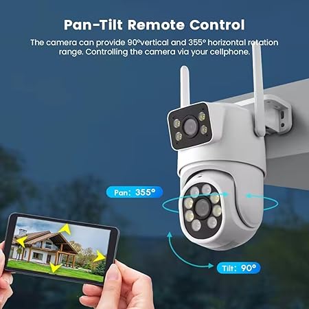 Weatherproof (IP66) | 2 Way Talk | Motion Detect | Supports SD Card Up to 256 GB | Color Night Vision 4G/5G SIM 5+5MP Dual Lens | Screen Pan & Tilt Zoom CCTV Outdoor Camera - Image 2