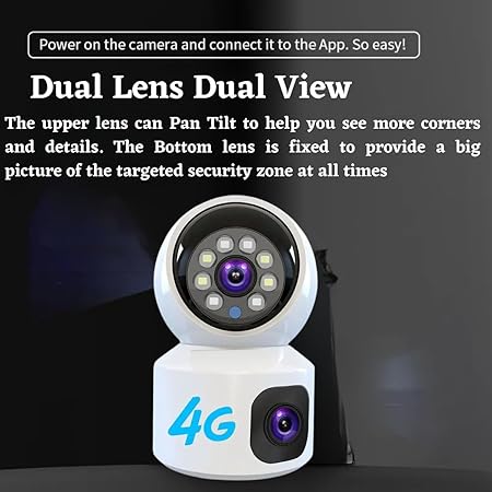 Night Vision| AI Human Detect| Motion Alert|Cloud & SD Record| SD Card Support Upto 256GB| Indoor CCTV | 4G 5+5MP CCTV Security Camera 360° Pan & Tilt| Dual Lens/Dual View - Image 3