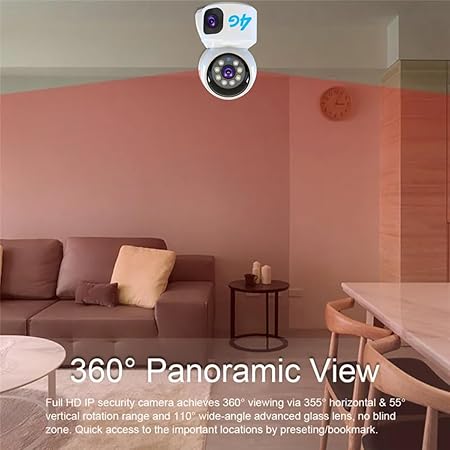 Night Vision| AI Human Detect| Motion Alert|Cloud & SD Record| SD Card Support Upto 256GB| Indoor CCTV | 4G 5+5MP CCTV Security Camera 360° Pan & Tilt| Dual Lens/Dual View - Image 4
