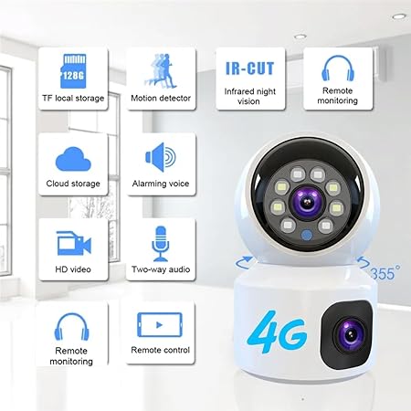 Night Vision| AI Human Detect| Motion Alert|Cloud & SD Record| SD Card Support Upto 256GB| Indoor CCTV | 4G 5+5MP CCTV Security Camera 360° Pan & Tilt| Dual Lens/Dual View - Image 2