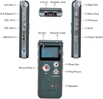 Portable Digital Voice Recorder Sound Audio Recorder Dictaphone LCD Recorder MP3 Player-with inbuilt 8GB Memory - Image 5