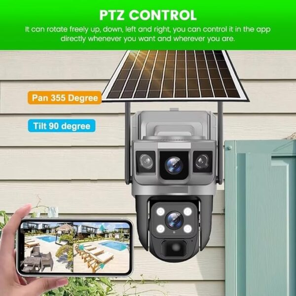 4G IP PTZ Wireless CCTV Camera Surveillance Outdoor Waterproof Monitor PIR Motion Detect Night Vision 4MP+4MP+4MP 10X Zoom Dual Solar Camera - Image 2