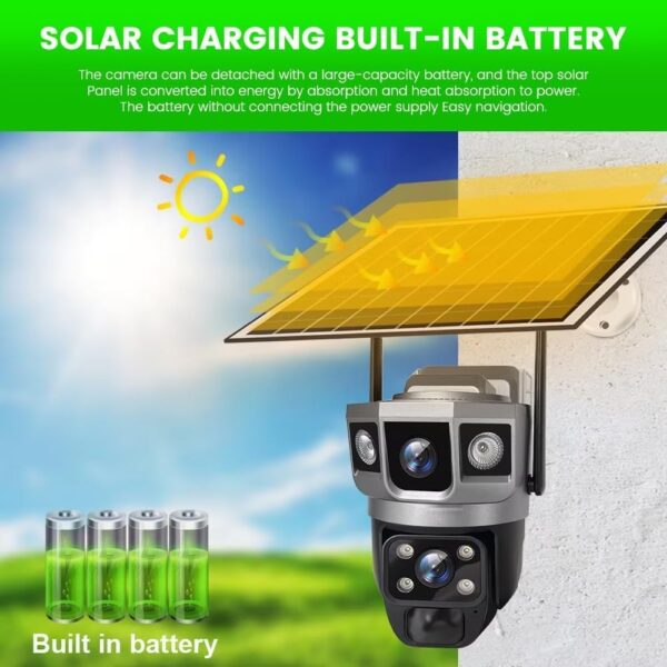 4G IP PTZ Wireless CCTV Camera Surveillance Outdoor Waterproof Monitor PIR Motion Detect Night Vision 4MP+4MP+4MP 10X Zoom Dual Solar Camera - Image 4