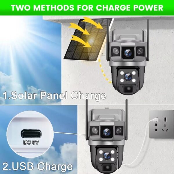 4G IP PTZ Wireless CCTV Camera Surveillance Outdoor Waterproof Monitor PIR Motion Detect Night Vision 4MP+4MP+4MP 10X Zoom Dual Solar Camera - Image 5