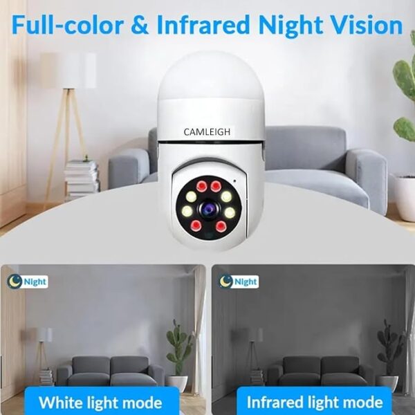 WiFi 360 Degree Pan/Tilt Panoramic IP Camera | Plug Light Vision 1080p Security Camera | Two-Way Audio,Night Vision | Wireless Home Surveillance Cameras with Motion Detection - Image 4