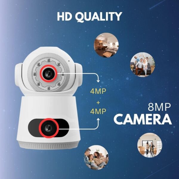AI Human Detection, Color Night Vision, Advanced Motion Tracking, Indoor Camera | WiFi CCTV Camera Dual Lens & Dual Screen View [4MP+4MP] Full HD & 360° Coverage Home Security - Image 3