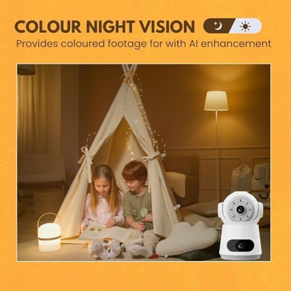 AI Human Detection, Color Night Vision, Advanced Motion Tracking, Indoor Camera | WiFi CCTV Camera Dual Lens & Dual Screen View [4MP+4MP] Full HD & 360° Coverage Home Security - Image 5