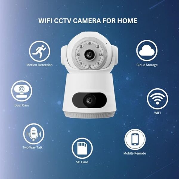 AI Human Detection, Color Night Vision, Advanced Motion Tracking, Indoor Camera | WiFi CCTV Camera Dual Lens & Dual Screen View [4MP+4MP] Full HD & 360° Coverage Home Security - Image 6